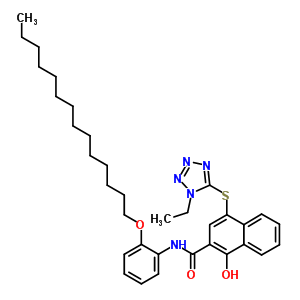 51599-31-6  4-[(1-ethyl-1H-tetrazol-5-yl)sulfanyl]-1-hydroxy-N-[2-(tetradecyloxy)phenyl]naphthalene-2-carboxamide