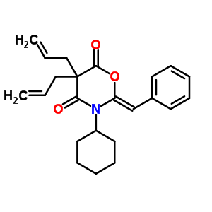 56714-16-0  (2Z)-3-cyclohexyl-2-(phenylmethylidene)-5,5-diprop-2-en-1-yl-1,3-oxazinane-4,6-dione