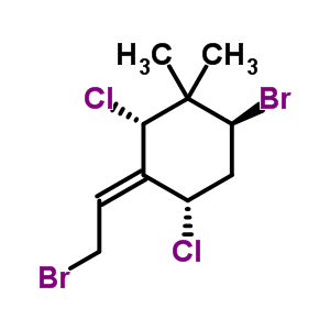 67237-02-9  (2S,3E,4S,6S)-6-bromo-3-(2-bromoethylidene)-2,4-dichloro-1,1-dimethylcyclohexane