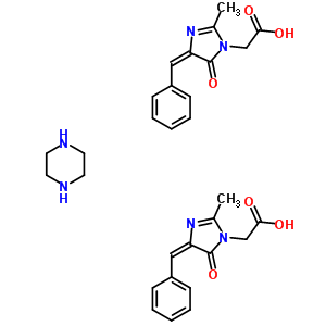 73043-38-6  [(4E)-2-methyl-5-oxo-4-(phenylmethylidene)-4,5-dihydro-1H-imidazol-1-yl]acetic acid - piperazine (2:1)