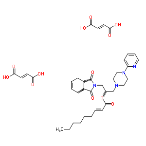 84916-40-5  2-(1,3-dioxo-1,3,3a,4,7,7a-hexahydro-2H-isoindol-2-yl)-1-[(4-pyridin-2-ylpiperazin-1-yl)methyl]ethyl (2E)-non-2-enoate di[(2E)-but-2-enedioate]