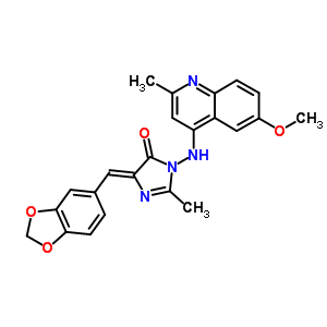 85986-84-1  (5Z)-5-(1,3-benzodioxol-5-ylmethylidene)-3-[(6-methoxy-2-methylquinolin-4-yl)amino]-2-methyl-3,5-dihydro-4H-imidazol-4-one