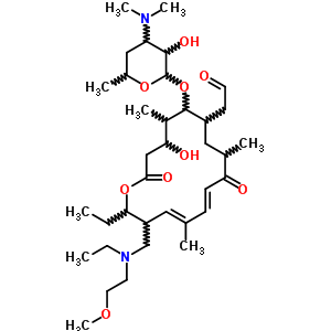 98829-66-4  (11E,13E)-16-ethyl-15-{[ethyl(2-methoxyethyl)amino]methyl}-4-hydroxy-5,9,13-trimethyl-2,10-dioxo-7-(2-oxoethyl)oxacyclohexadeca-11,13-dien-6-yl 3,4,6-trideoxy-3-(dimethylamino)hexopyranoside