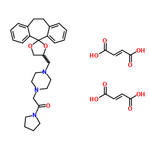 40536-27-4  1-(10,11-dihydrospiro[dibenzo[a,d][7]annulene-5,2'-[1,3]dioxolan]-4'-ylmethyl)-4-(2-oxo-2-pyrrolidin-1-ylethyl)piperazine di[(2E)-but-2-enedioate]
