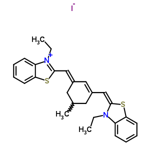 54118-16-0  3-ethyl-2-[(E)-{3-[(E)-(3-ethyl-1,3-benzothiazol-2(3H)-ylidene)methyl]-5-methylcyclohex-2-en-1-ylidene}methyl]-1,3-benzothiazol-3-ium iodide
