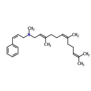 55436-75-4  (2E,6Z)-N,3,7,11-tetramethyl-N-[(2Z)-3-phenylprop-2-en-1-yl]dodeca-2,6,10-trien-1-amine