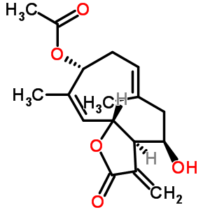 55520-20-2  (3aR,4R,6E,9R,10Z,11aR)-4-hydroxy-6,10-dimethyl-3-methylidene-2-oxo-2,3,3a,4,5,8,9,11a-octahydrocyclodeca[b]furan-9-yl acetate