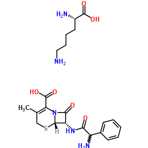 57683-74-6  (6S,7S)-7-{[amino(phenyl)acetyl]amino}-3-methyl-8-oxo-5-thia-1-azabicyclo[4.2.0]oct-2-ene-2-carboxylic acid - L-lysine (1:1)