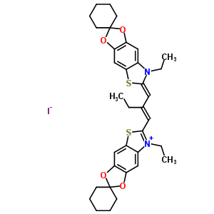 65104-20-3  7'-ethyl-6'-{(1E)-2-[(Z)-(7'-ethylspiro[cyclohexane-1,2'-[1,3]dioxolo[4,5-f][1,3]benzothiazol]-6'(7'H)-ylidene)methyl]but-1-en-1-yl}spiro[cyclohexane-1,2'-[1,3]dioxolo[4,5-f][1,3]benzothiazol[7]ium] iodide
