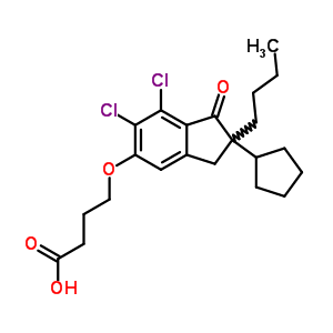 82749-70-0  4-[(2-butyl-6,7-dichloro-2-cyclopentyl-1-oxo-2,3-dihydro-1H-inden-5-yl)oxy]butanoic acid