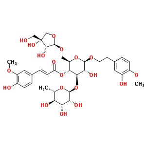 83529-63-9  2-(3-hydroxy-4-methoxyphenyl)ethyl 3-O-(6-deoxy-alpha-L-mannopyranosyl)-6-O-[(2R,3R,4R)-3,4-dihydroxy-4-(hydroxymethyl)tetrahydrofuran-2-yl]-4-O-[(2E)-3-(4-hydroxy-3-methoxyphenyl)prop-2-enoyl]-beta-D-glucopyranoside