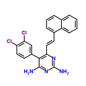 25095-32-3  5-(3,4-dichlorophenyl)-6-[(E)-2-naphthalen-1-ylethenyl]pyrimidine-2,4-diamine