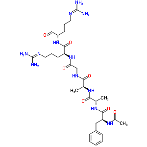 404586-87-4  N-acetyl-L-phenylalanyl-L-alanyl-L-alanylglycyl-N~5~-(diaminomethylidene)-N-{(1S)-4-[(diaminomethylidene)amino]-1-formylbutyl}-L-ornithinamide
