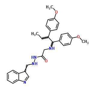 5232-63-3;77579-70-5  2-{[1,2-bis(4-methoxyphenyl)butyl]amino}-N'-(3H-indol-3-ylidenemethyl)acetohydrazide (non-preferred name)