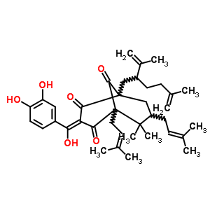 52617-32-0  (1R,3Z,5S,7S)-3-[(3,4-dihydroxyphenyl)(hydroxy)methylidene]-6,6-dimethyl-5,7-bis(3-methylbut-2-en-1-yl)-1-[(2R)-5-methyl-2-(1-methylethenyl)hex-5-en-1-yl]bicyclo[3.3.1]nonane-2,4,9-trione