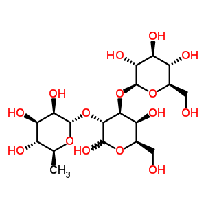 528-40-5  6-deoxy-alpha-L-mannopyranosyl-(1->2)-[beta-D-glucopyranosyl-(1->3)]-D-galactopyranose