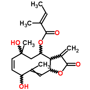 56377-63-0  (3aR,4R,6R,7E,9S,10Z,11aR)-6,9-dihydroxy-6,10-dimethyl-3-methylidene-2-oxo-2,3,3a,4,5,6,9,11a-octahydrocyclodeca[b]furan-4-yl (2Z)-2-methylbut-2-enoate