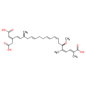 60132-21-0  (2E,4Z,8Z,10E,14E,18E,20Z)-20-(carboxymethyl)-6-methoxy-2,5,17-trimethyldocosa-2,4,8,10,14,18,20-heptaenedioic acid