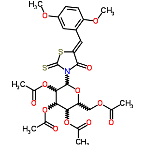 65562-24-5  (5Z)-5-[(2,5-dimethoxyphenyl)methylidene]-3-(2,3,4,6-tetra-O-acetylhexopyranosyl)-2-thioxo-1,3-thiazolidin-4-one