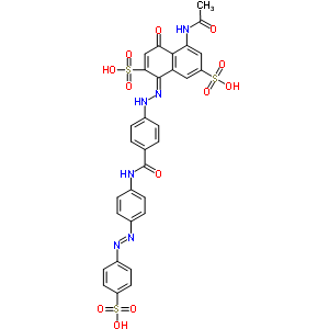 6949-08-2  (1E)-5-(acetylamino)-4-oxo-1-{[4-({4-[(E)-(4-sulfophenyl)diazenyl]phenyl}carbamoyl)phenyl]hydrazono}-1,4-dihydronaphthalene-2,7-disulfonic acid