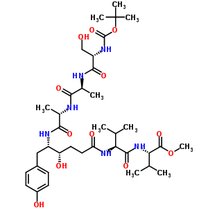 126380-04-9  N-(tert-butoxycarbonyl)-L-seryl-L-alanyl-N-[(1S,2S)-2-hydroxy-1-(4-hydroxybenzyl)-5-{[(1S)-1-{[(1S)-1-(methoxycarbonyl)-2-methylpropyl]carbamoyl}-2-methylpropyl]amino}-5-oxopentyl]-L-alaninamide