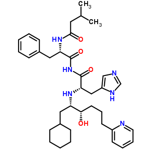 130024-92-9  Nalpha-[(1S,2S)-1-(cyclohexylmethyl)-2-hydroxy-5-pyridin-2-ylpentyl]-N-{(2S)-2-[(3-methylbutanoyl)amino]-3-phenylpropanoyl}-L-histidinamide