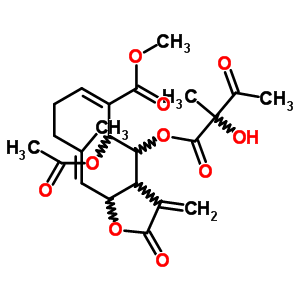 24728-11-8  methyl (6E,10E)-5-(acetyloxy)-4-[(2-hydroxy-2-methyl-3-oxobutanoyl)oxy]-10-methyl-3-methylidene-2-oxo-2,3,3a,4,5,8,9,11a-octahydrocyclodeca[b]furan-6-carboxylate