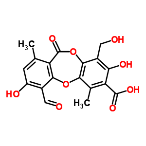 489-51-0  4-formyl-3,8-dihydroxy-9-(hydroxymethyl)-1,6-dimethyl-11-oxo-11H-dibenzo[b,e][1,4]dioxepine-7-carboxylic acid