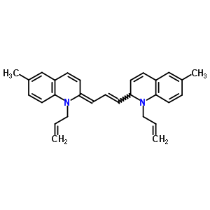 51956-41-3  (2'E)-2,2'-(1E,3E)-prop-1-en-1-yl-3-ylidenebis(6-methyl-1-prop-2-en-1-yl-1,2-dihydroquinoline)