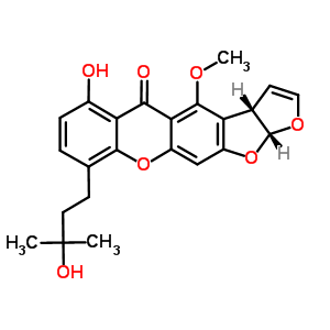 55256-55-8  (3aS,12aR)-6-hydroxy-9-(3-hydroxy-3-methylbutyl)-4-methoxy-3a,12a-dihydro-5H-furo[3',2':4,5]furo[3,2-b]xanthen-5-one