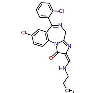 61197-89-5  (2E)-8-chloro-6-(2-chlorophenyl)-2-[(propylamino)methylidene]-2,4-dihydro-1H-imidazo[1,2-a][1,4]benzodiazepin-1-one