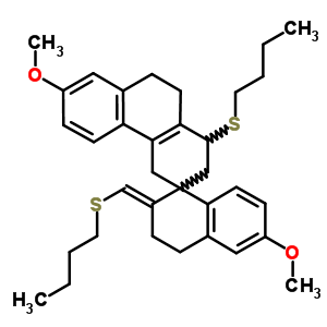 66100-76-3  (2E)-1'-(butylsulfanyl)-2-[(butylsulfanyl)methylidene]-6,7'-dimethoxy-1',3,4,4',9',10'-hexahydro-2H,2'H-spiro[naphthalene-1,3'-phenanthrene]