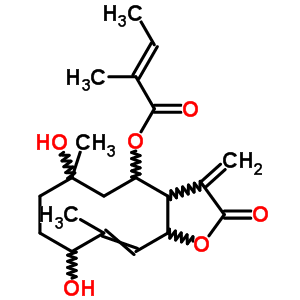 78673-34-4  (3aR,4R,6S,9S,10Z,11aR)-6,9-dihydroxy-6,10-dimethyl-3-methylidene-2-oxo-2,3,3a,4,5,6,7,8,9,11a-decahydrocyclodeca[b]furan-4-yl (2Z)-2-methylbut-2-enoate