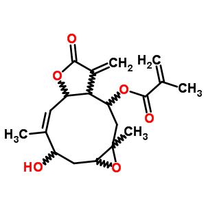 27542-17-2  (1aR,3S,4E,5aR,8aR,9R,10aR)-3-hydroxy-4,10a-dimethyl-8-methylidene-7-oxo-1a,2,3,5a,7,8,8a,9,10,10a-decahydrooxireno[5,6]cyclodeca[1,2-b]furan-9-yl 2-methylprop-2-enoate