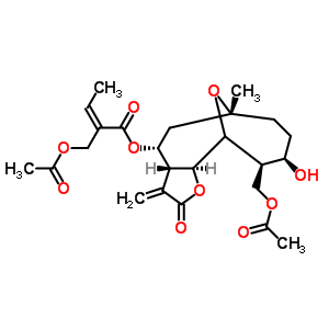 57800-56-3  (3aR,4R,6R,9R,10R,11aS)-10-[(acetyloxy)methyl]-9-hydroxy-6-methyl-3-methylidene-2-oxododecahydro-6,11-epoxycyclodeca[b]furan-4-yl (2Z)-2-[(acetyloxy)methyl]but-2-enoate