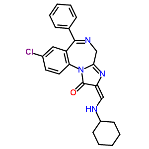 61197-65-7  (2E)-8-chloro-2-[(cyclohexylamino)methylidene]-6-phenyl-2,4-dihydro-1H-imidazo[1,2-a][1,4]benzodiazepin-1-one