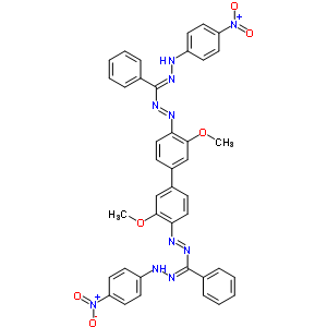 63469-14-7  (E)-1-(3,3'-dimethoxy-4'-{(E)-[(E)-[(4-nitrophenyl)hydrazono](phenyl)methyl]diazenyl}biphenyl-4-yl)-2-[(Z)-[(4-nitrophenyl)hydrazono](phenyl)methyl]diazene