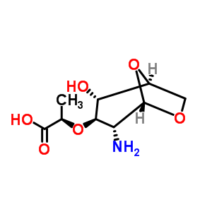 82080-93-1  (2R)-2-{[(1S,2S,3R,4R,5S)-4-amino-2-hydroxy-6,8-dioxabicyclo[3.2.1]oct-3-yl]oxy}propanoic acid (non-preferred name)