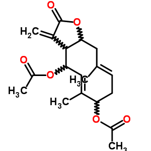 91185-05-6  (5E,9E)-6,10-dimethyl-3-methylidene-2-oxo-2,3,3a,4,7,8,11,11a-octahydrocyclodeca[b]furan-4,7-diyl diacetate