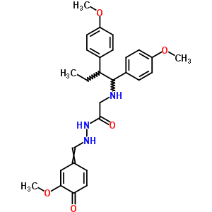 77579-66-9  2-{[1,2-bis(4-methoxyphenyl)butyl]amino}-N'-[(3-methoxy-4-oxocyclohexa-2,5-dien-1-ylidene)methyl]acetohydrazide (non-preferred name)