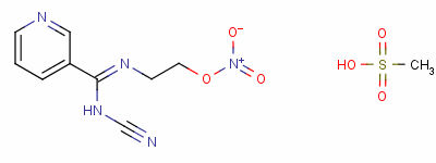 134431-49-5  N-cyano-N'-(2-nitroxyethyl)-3-pyridinecarboximidamide methanesulfonate