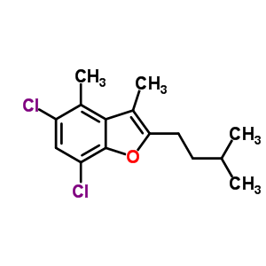 92869-60-8  5,7-dichloro-3,4-dimethyl-2-(3-methylbutyl)-1-benzofuran