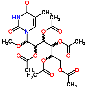 38099-34-2  2,3,4,5,6-penta-O-acetyl-1-O-methyl-1-C-(5-methyl-2,4-dioxo-3,4-dihydropyrimidin-1(2H)-yl)hexitol