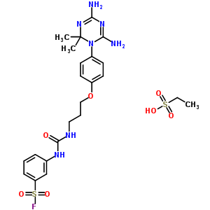 25312-99-6  ethanesulfonic acid - 3-[({3-[4-(4,6-diamino-2,2-dimethyl-1,3,5-triazin-1(2H)-yl)phenoxy]propyl}carbamoyl)amino]benzenesulfonyl fluoride (1:1)