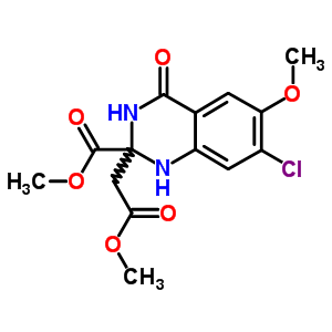 34803-92-4  methyl 7-chloro-6-methoxy-2-(2-methoxy-2-oxoethyl)-4-oxo-1,2,3,4-tetrahydroquinazoline-2-carboxylate