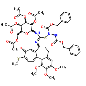 57741-99-8  2,3,4,6-tetra-O-acetyl-N-[(Z)-({1,2-bis[(benzyloxy)carbonyl]hydrazinyl}sulfanyl){[1,2,3-trimethoxy-10-(methylsulfanyl)-9-oxo-5,6,7,9-tetrahydrobenzo[a]heptalen-7-yl]imino}methyl]hexopyranosylamine