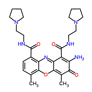 76025-07-5  2-amino-4,6-dimethyl-3-oxo-N,N'-bis[2-(pyrrolidin-1-yl)ethyl]-3H-phenoxazine-1,9-dicarboxamide