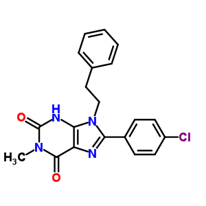 5735-06-8;61080-57-7  8-(4-chlorophenyl)-1-methyl-9-(2-phenylethyl)-3,9-dihydro-1H-purine-2,6-dione