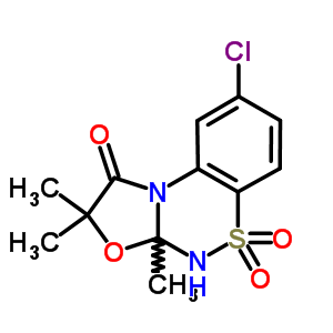 66424-59-7  8-chloro-2,2,3a-trimethyl-3a,4-dihydro[1,3]oxazolo[2,3-c][1,2,4]benzothiadiazin-1(2H)-one 5,5-dioxide