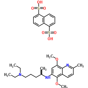 36783-28-5  naphthalene-1,5-disulfonic acid - N~4~-(5,8-dimethoxy-2-methylquinolin-6-yl)-N~1~,N~1~-diethylpentane-1,4-diamine (1:1)